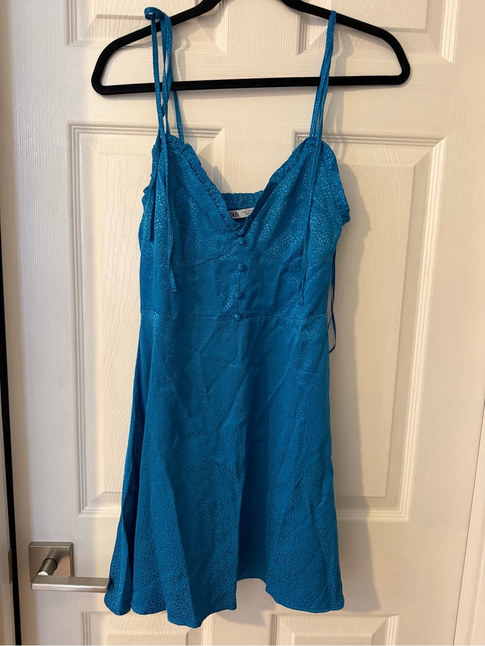 Zara Teal Blue Mini Dress with Button Front